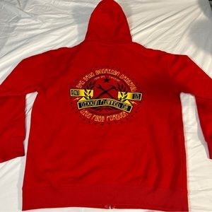 Mens Dixxon Hoodie Red zip up size Large Flannel Company